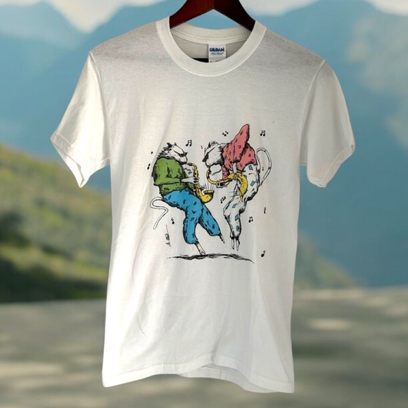 Vintage Other - Vintage 80s T Shirt Men’s Size Small Jazz Cats Saxophone Music Short Sleeve Tee